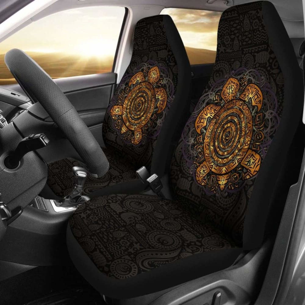 Polynesian Car Seat Cover - Gold Sea Turtle Maori Style - New