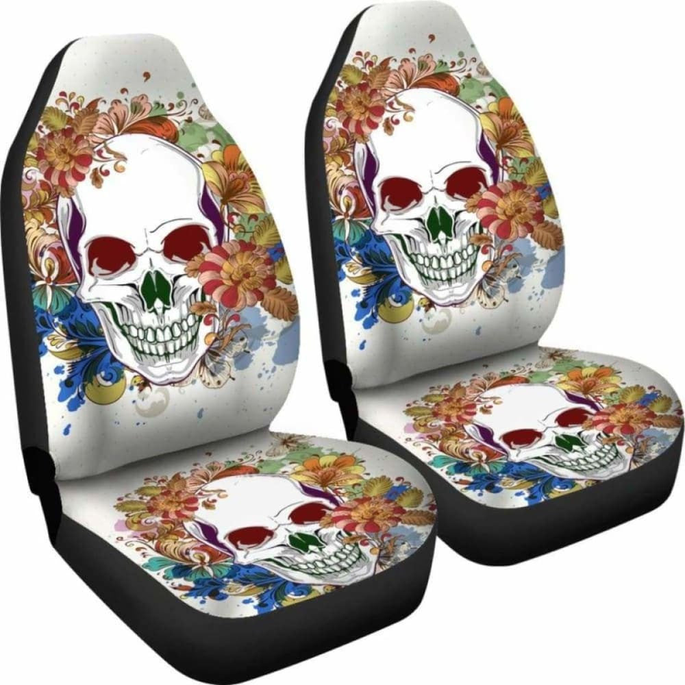 Set Of Pcs Floral Skull Car Seat Covers