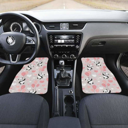Cute Panda Ballon Heart Pattern Front And Back Car Mats