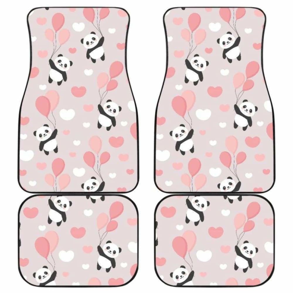Cute Panda Ballon Heart Pattern Front And Back Car Mats