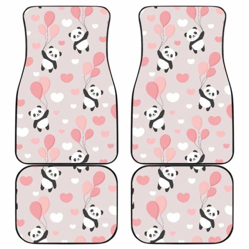 Cute Panda Ballon Heart Pattern Front And Back Car Mats