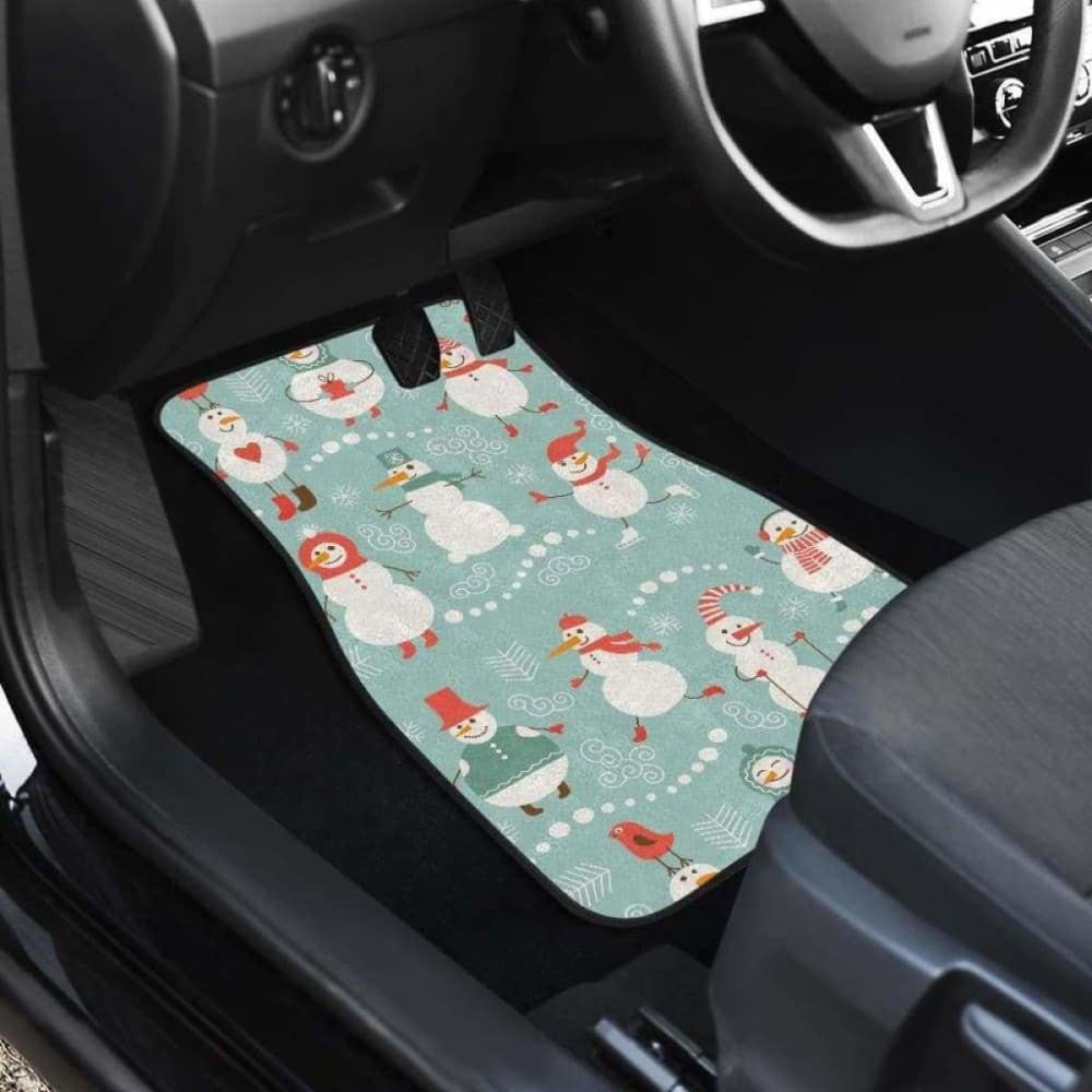 Cute Snowman Pattern Front And Back Car Mats