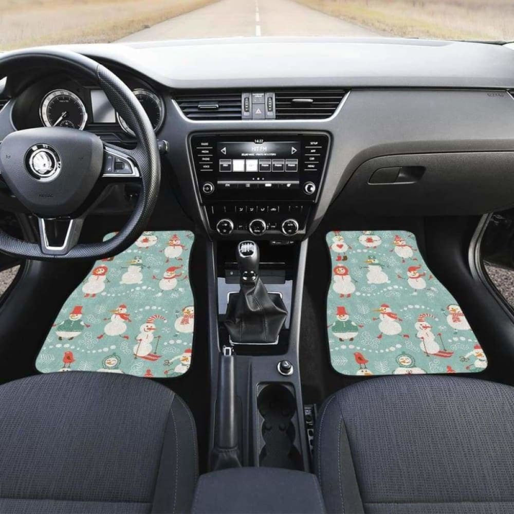 Cute Snowman Pattern Front And Back Car Mats
