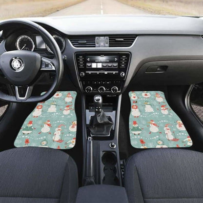Cute Snowman Pattern Front And Back Car Mats
