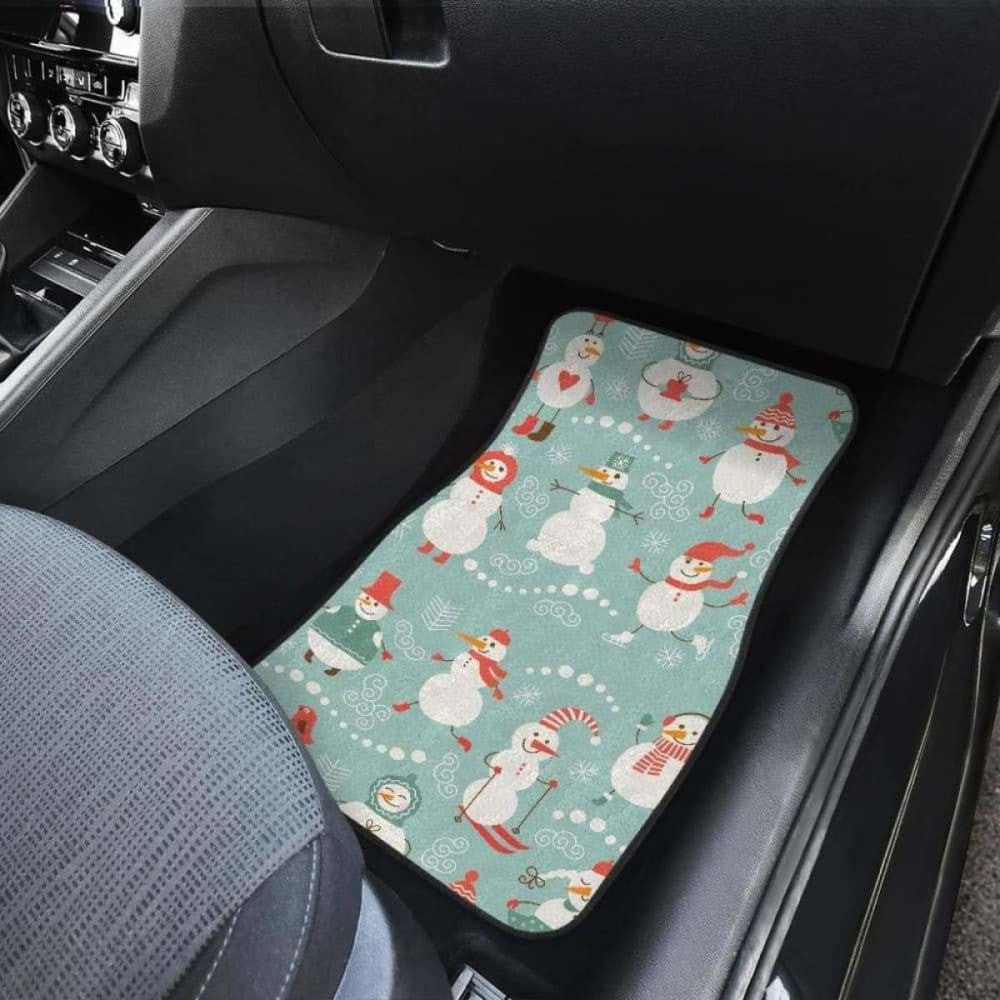 Cute Snowman Pattern Front And Back Car Mats