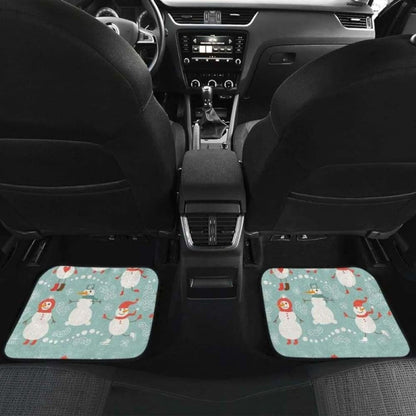 Cute Snowman Pattern Front And Back Car Mats
