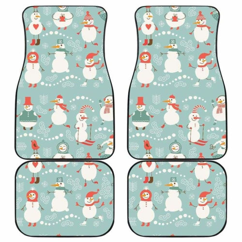Cute Snowman Pattern Front And Back Car Mats