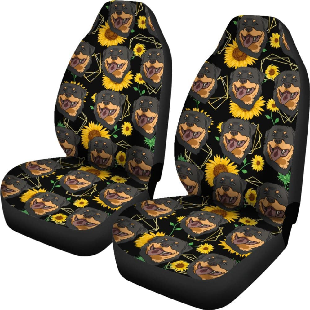 Paws With Rottweiler Sunflower Print Car Seat Covers