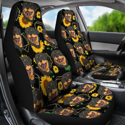 Paws With Rottweiler Sunflower Print Car Seat Covers