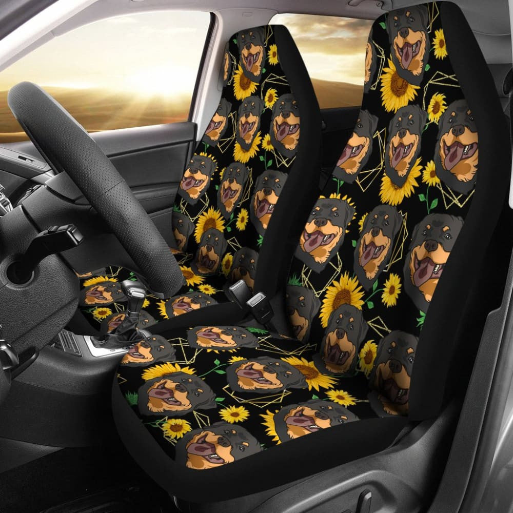 Paws With Rottweiler Sunflower Print Car Seat Covers