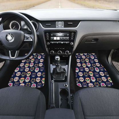 Set Of Pcs Floral Day Of The Dead Sugar Skull Car Mats