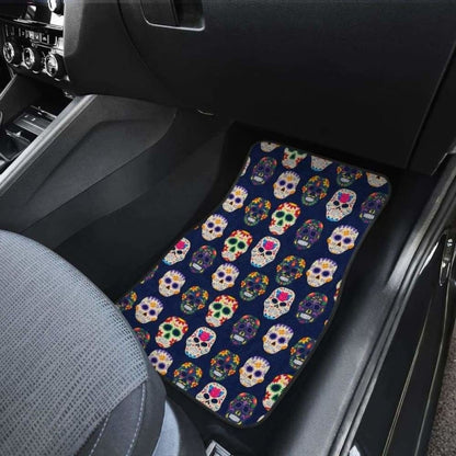 Set Of Pcs Floral Day Of The Dead Sugar Skull Car Mats