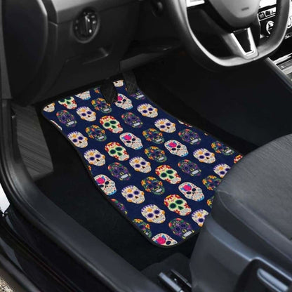 Set Of Pcs Floral Day Of The Dead Sugar Skull Car Mats
