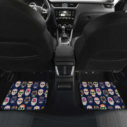 Set Of Pcs Floral Day Of The Dead Sugar Skull Car Mats