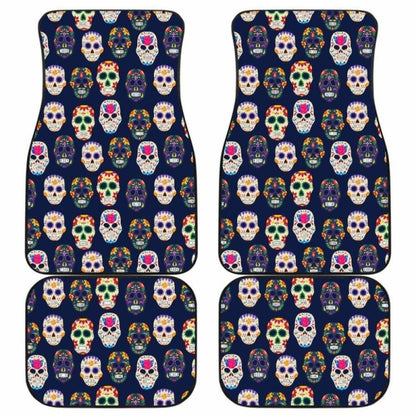 Set Of Pcs Floral Day Of The Dead Sugar Skull Car Mats