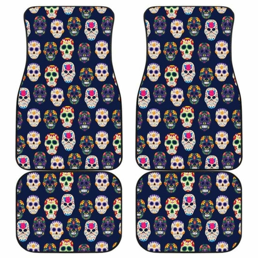 Set Of Pcs Floral Day Of The Dead Sugar Skull Car Mats