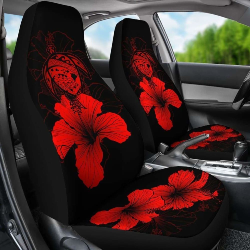 Hawaii Hibiscus Car Seat Cover - Turtle Map - Red - New