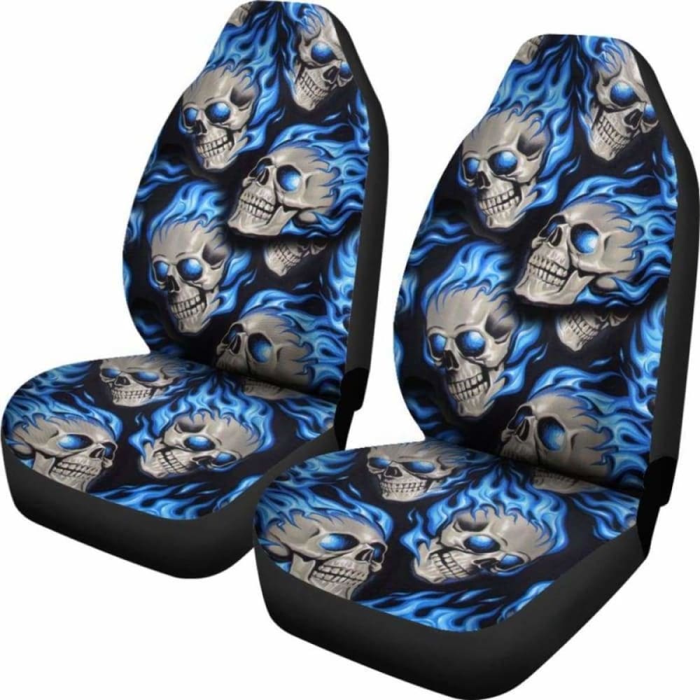 Set Of Fire Skulls Car Seat Covers