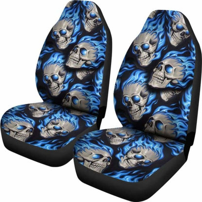 Set Of Fire Skulls Car Seat Covers