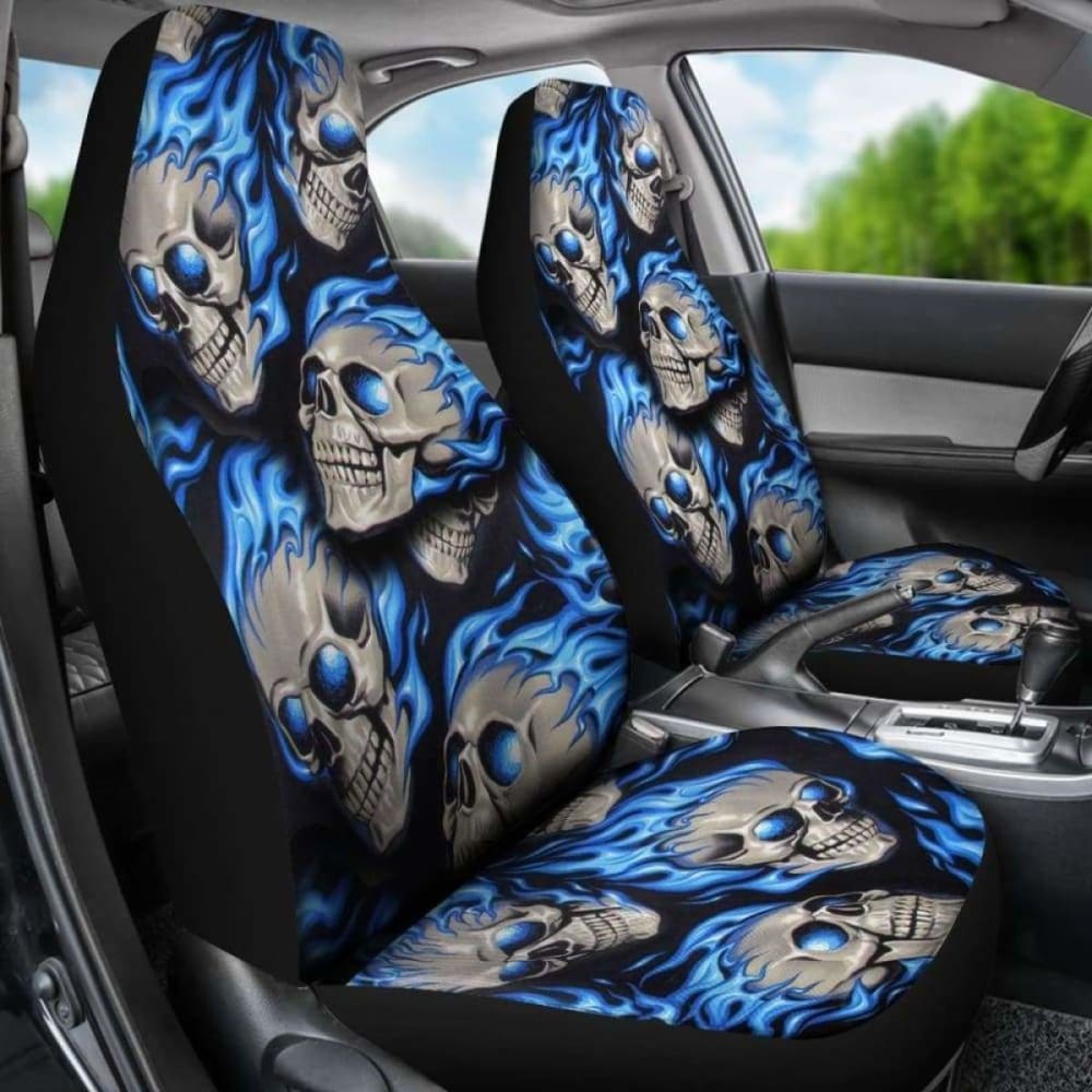 Set Of Fire Skulls Car Seat Covers