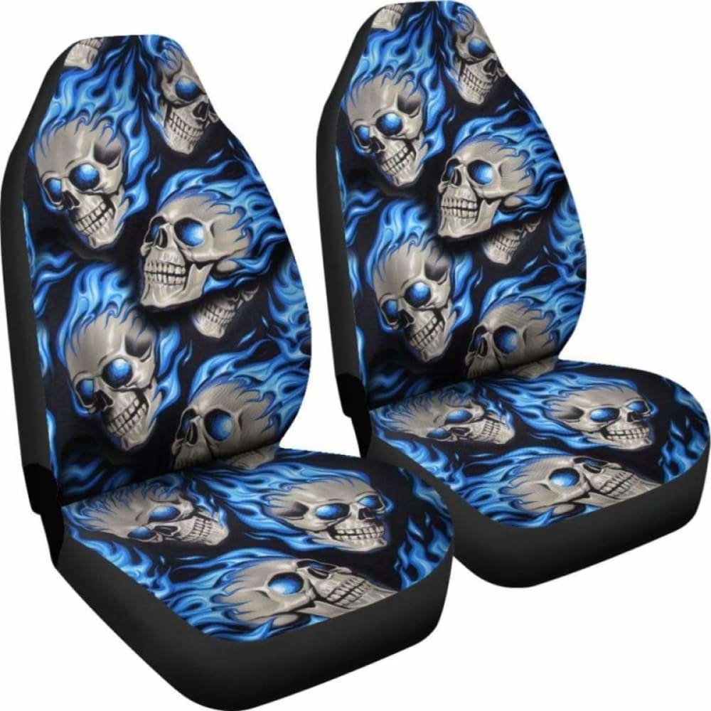 Set Of Fire Skulls Car Seat Covers