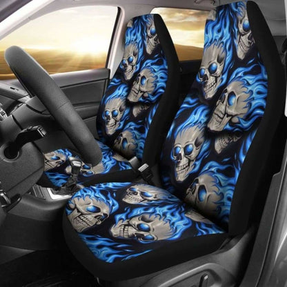 Set Of Fire Skulls Car Seat Covers