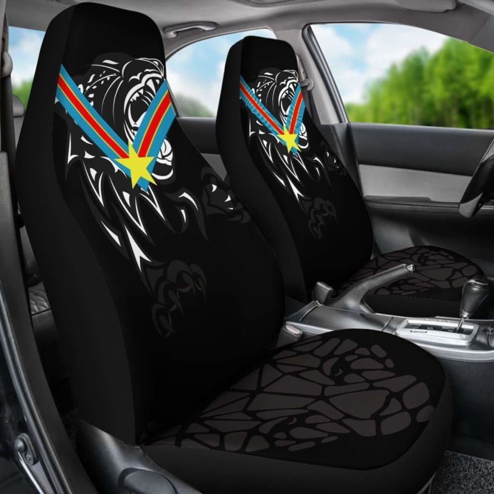 Car Seat Covers Africa - Congo Flag Color With Leopards