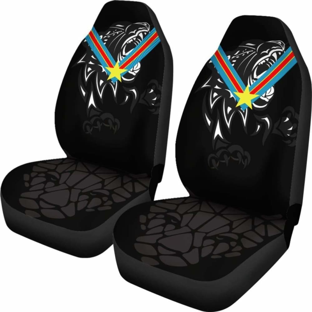 Car Seat Covers Africa - Congo Flag Color With Leopards