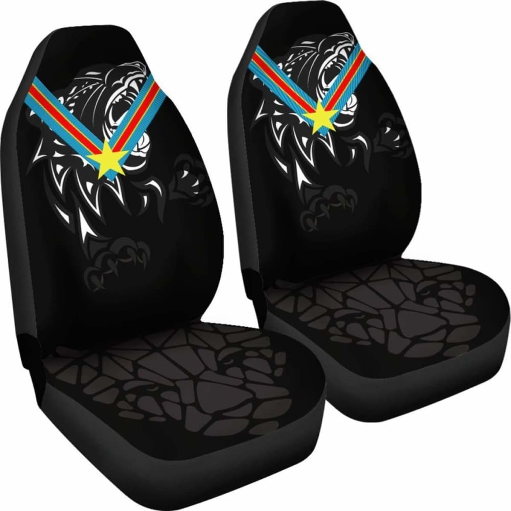 Car Seat Covers Africa - Congo Flag Color With Leopards