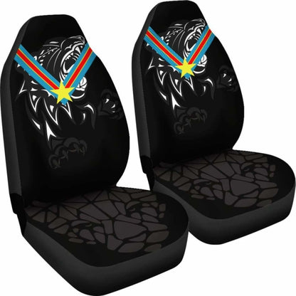 Car Seat Covers Africa - Congo Flag Color With Leopards