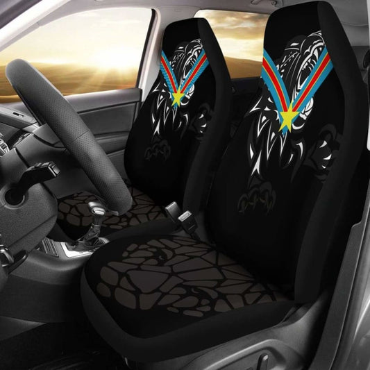 Car Seat Covers Africa - Congo Flag Color With Leopards