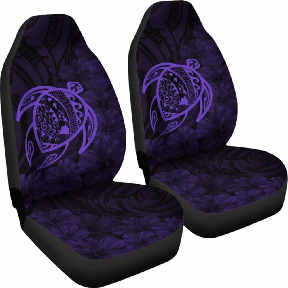 Alohawaii Car Seat Covers - Hawaii Turtle Map Hibiscus Poly Purple - New Awesome