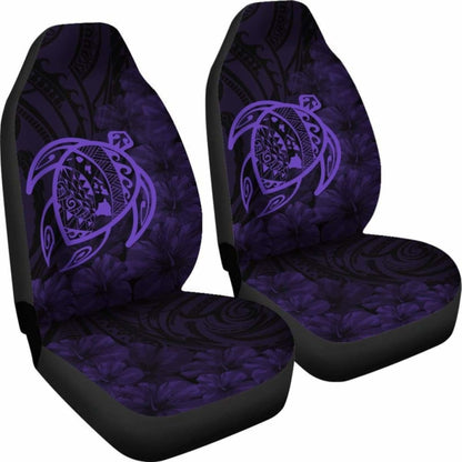 Alohawaii Car Seat Covers - Hawaii Turtle Map Hibiscus Poly Purple - New Awesome