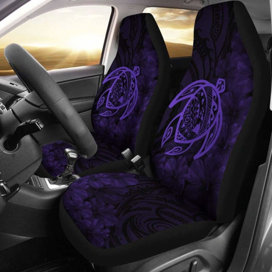Alohawaii Car Seat Covers - Hawaii Turtle Map Hibiscus Poly Purple - New Awesome