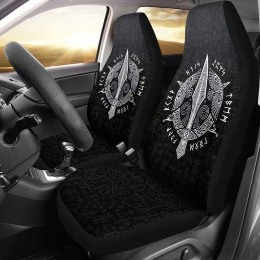 Viking Odin'S Spear Gungnir Raven Rune Car Seat Covers