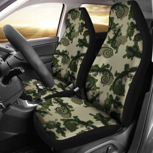 Gecko Camouflage Car Seat Covers Green And Black Camo