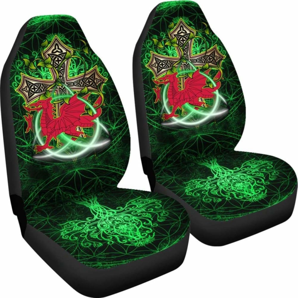 Celtic Car Seat Covers - Dragon Wales & Celtic Cross -