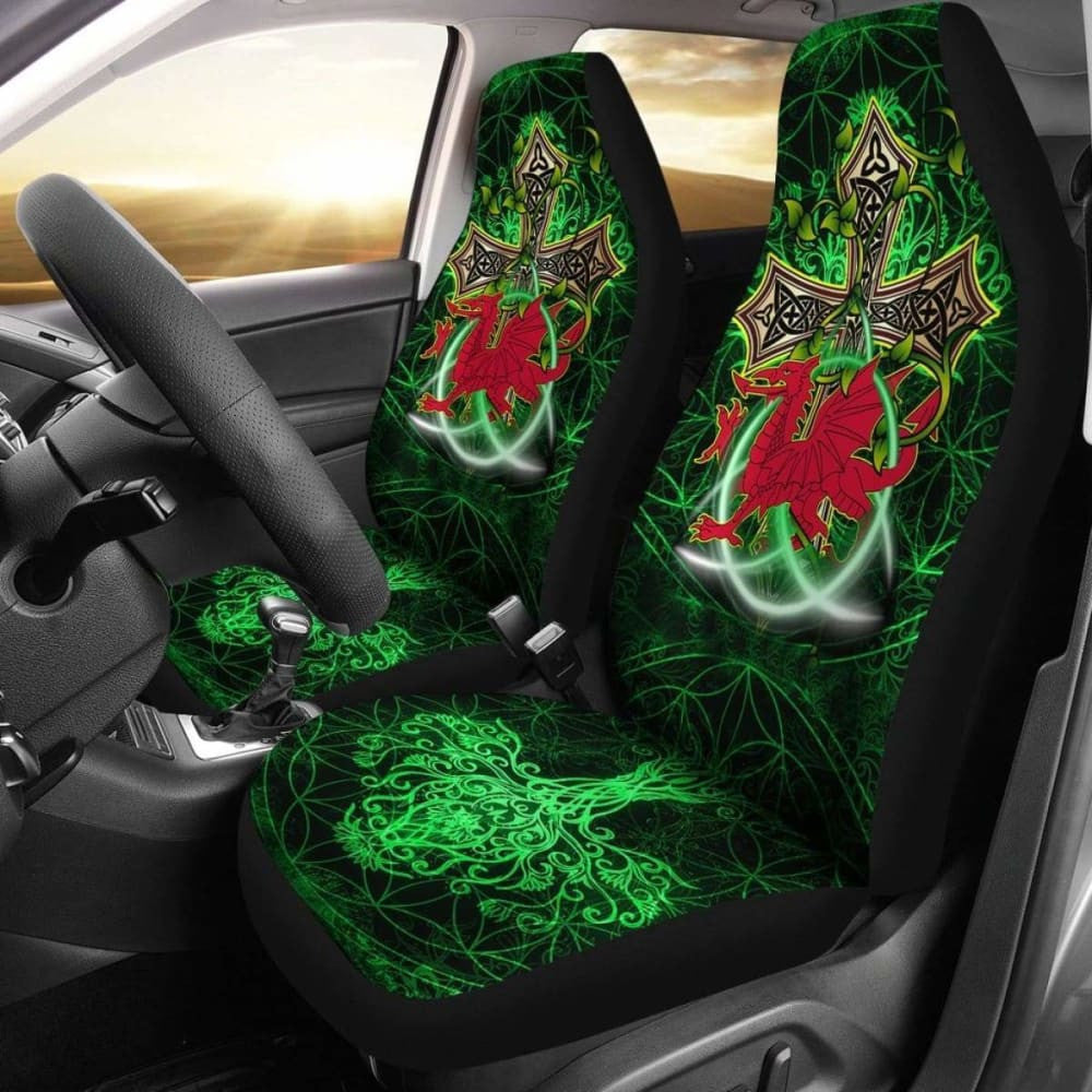 Celtic Car Seat Covers - Dragon Wales & Celtic Cross -