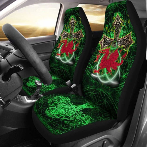Celtic Car Seat Covers - Dragon Wales & Celtic Cross -