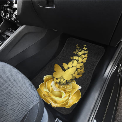 Amazing Golden Rose and Butterfly Car Floor Mats