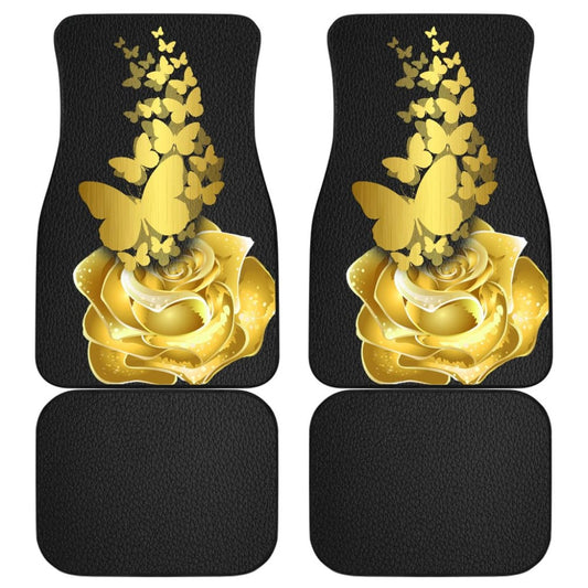 Amazing Golden Rose and Butterfly Car Floor Mats