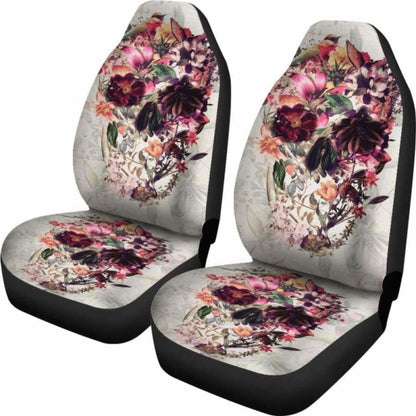 Set Pcs Floral Sugar Skull Day Of The Dead Skull Car Seat Covers