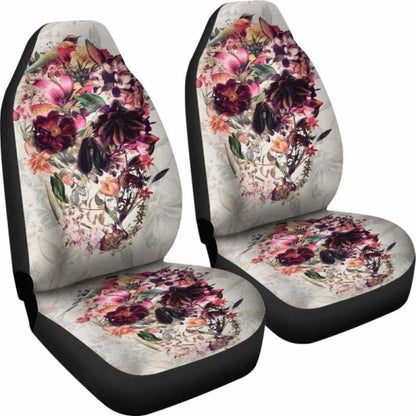 Set Pcs Floral Sugar Skull Day Of The Dead Skull Car Seat Covers