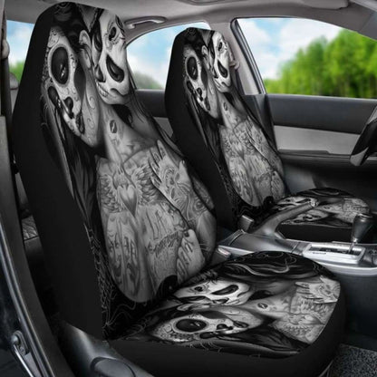 Set Of Day Of The Dead Sugar Skull Car Seat Covers