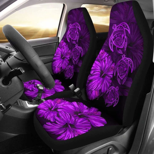 Hawaiian Map Turtle Hibiscus Purple Vintage Polynesian  Car Seat Covers - New