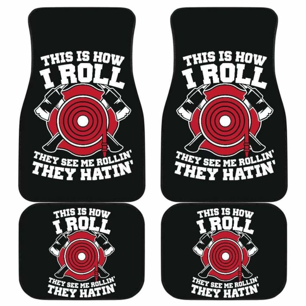 Firefighter Front And Back Car Mats Set Of