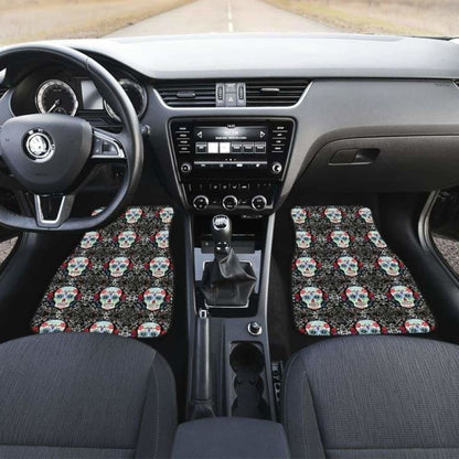 Set Of Pcs Floral Sugar Skull Car Mats