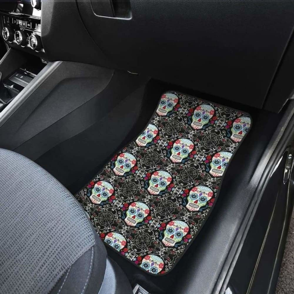 Set Of Pcs Floral Sugar Skull Car Mats