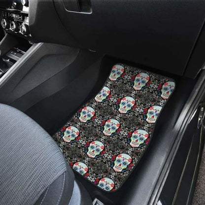 Set Of Pcs Floral Sugar Skull Car Mats