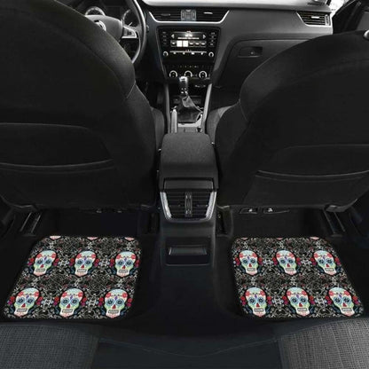 Set Of Pcs Floral Sugar Skull Car Mats